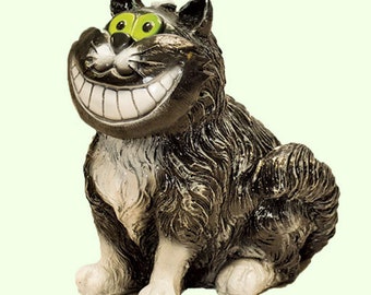 Garden Statue Cat *Fairy Yard Decorations *Funny Sculpture Large *Lawn Flowerbed Outdoor *Alice in Wonderland Figurine *Smile Keepsake Gifts