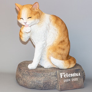 Pet Cremation Urn *Sitting Cat Garden Memorial *Funeral Stone Remembrance Plaque *Outdoor Statue Ashes *Feline Keepsake Unique Burial Casket