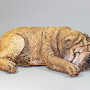 Shar Pei Urn Custom Paint *Cremation Statue Dog Ashes *Pet Loss Memorial *Sleeping Animal Funeral Casket *Unique Burial Remembrance Keepsake