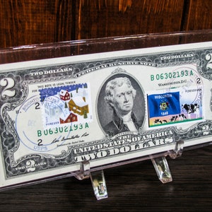 Banconota da due dollari *Carta moneta USA *Federal Reserve *Francobolli da 2 dollari *Gem Unc *Regali di Natale *Decorazioni per hotel di Capodanno *Collezione di valute
