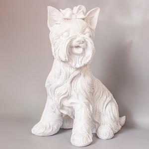 Yorkie Urn for Ashes Unpainted *Yorkshire Terrier Memorial Statue Ready to Paint *Dog Cremation Burial Casket *Unique Pet Funeral Keepsake
