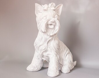 Yorkie Urn for Ashes Unpainted *Yorkshire Terrier Memorial Statue Ready to Paint *Dog Cremation Burial Casket *Unique Pet Funeral Keepsake