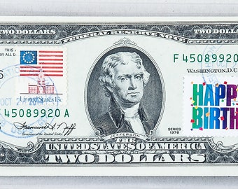 1976 Two Dollar Bill *US 2 Dollar Note *Uncirculated Bill *Paper Money Collection *Home Decor *Currency Art *Happy Birthday Gift *USPS Stamp