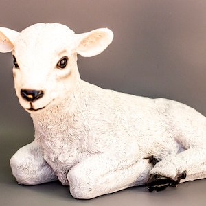 Estatua de oveja para jardín * Escultura grande para exteriores * Decoración navideña de cordero blanco * Figuras de animales de granja * Regalos de recuerdo para el jardín * Cabra ponedora realista