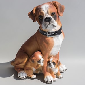 ボクサー(座って)、犬自然なサイズの像、限定版、ArtDog ボクサー(座って)、犬自然なサイズの像、限定版、ArtDog