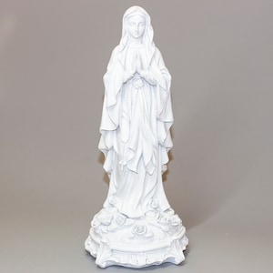 Catholic Madonna Figurine *Christian Statue Our Lady *Blessed Holy Mother Sculpture *Virgin Mary Flower Religious Decor *Devotional Gift Her