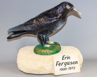 Funeral Urn Human Ashes Holder *Adult Cremation Memorial Statue Raven *Burial Wildlife Bird Artistic Keepsake *Unique Cemetery Remembrance