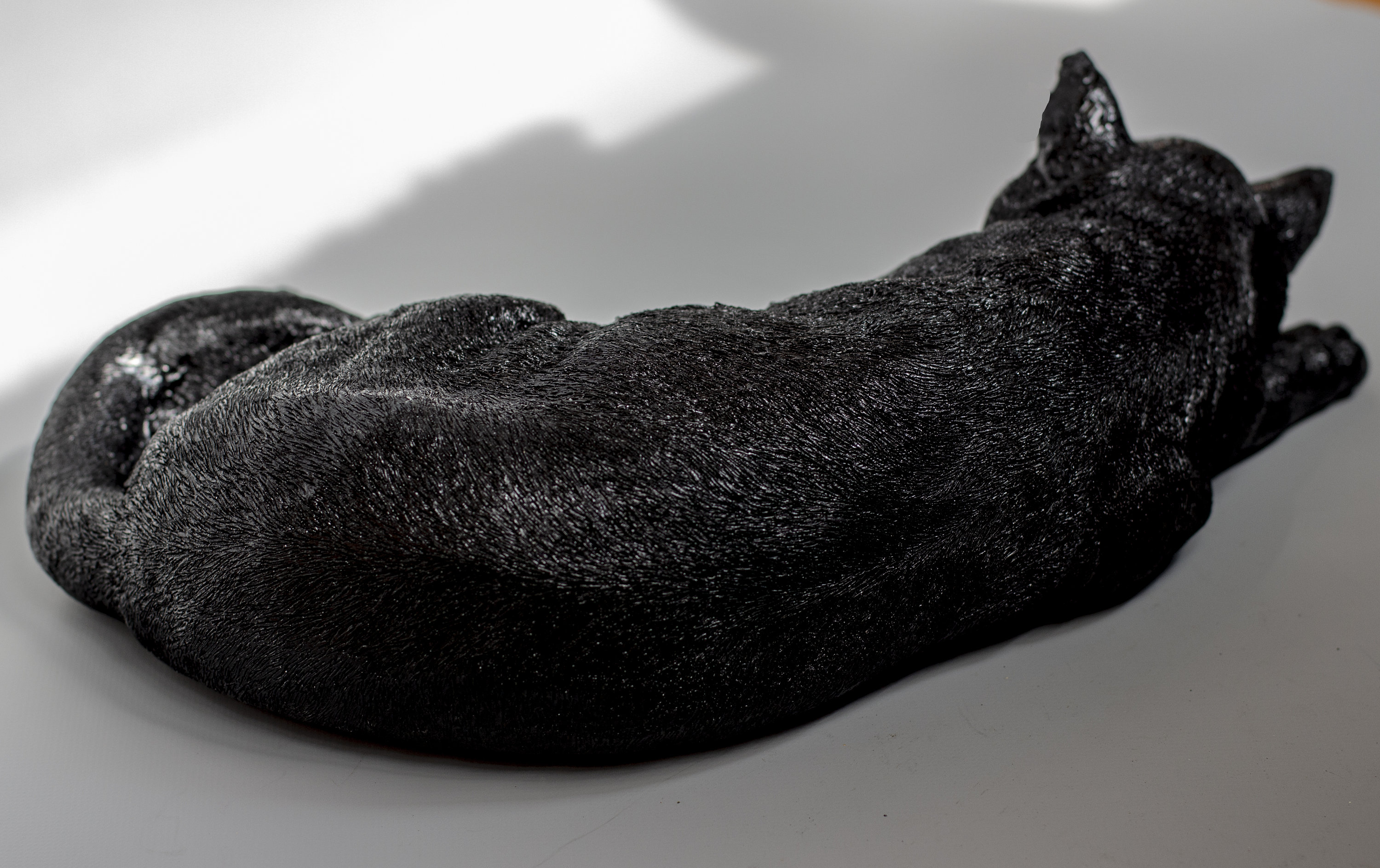Black Sleeping Cat Statue *keepsake Memorial Pet *large Funeral Grave ...