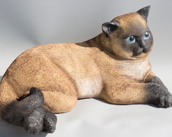 Siamese Cat Urn *Cremation Statue Pet Ashes *Decorative Keepsake Memorial *Animal Grave Ornament *Shorthair Kitty Loss Figure *Sympathy Gift