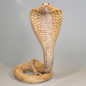 King Cobra Snake Statue Large *Wildlife Animal Sculpture Reptile *Zodiac Feng Shui Outdoor Decor *Serpent Asp Home Garden Flowerbed Figurine