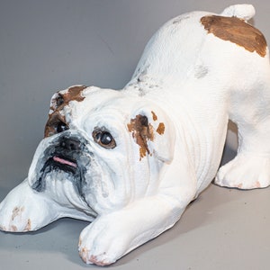 English Bulldog Urn *Unique Burial Casket *Cremation Statue Pet Ashes *Memorial Grave Decor Spotted Dog Funeral Remembrance Keepsake Outdoor