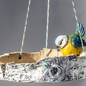 Bird Feeder Hanging *Seed Feeder Outdoor *Garden Wild Bird Statue *Trough Tray Decorative *Hanger Feeding Figurine *Rustic Tree Ornament