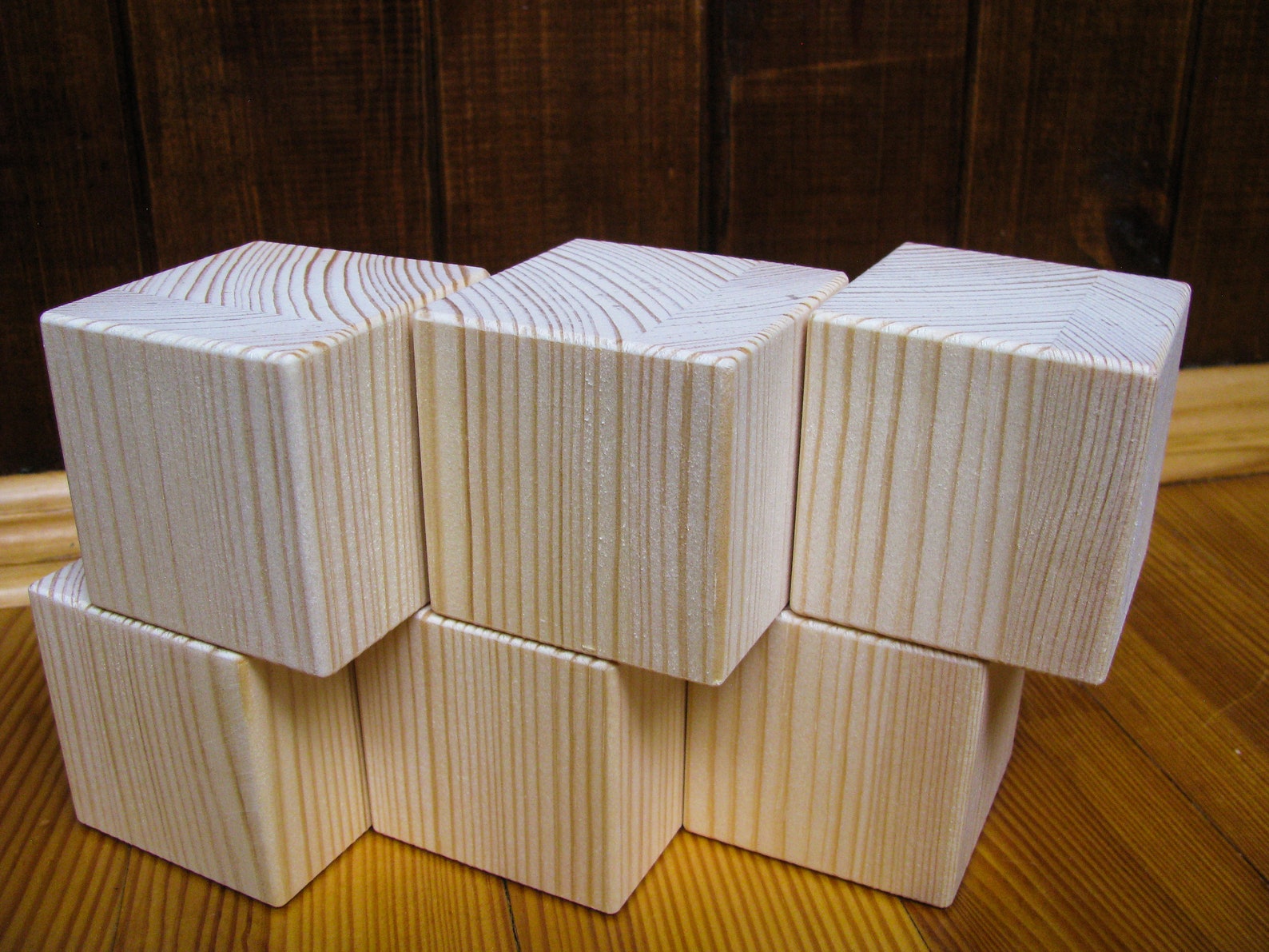 Wood Blocks Unfinished Building Pine Cube Wooden Rustic Etsy