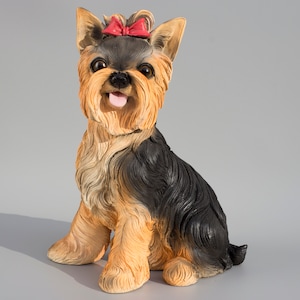 Yorkshire Terrier Statue *Yorkie Memorial Garden *Outdoor Funeral Sculpture Dog *Realistic Figure Keepsake *Pet Loss Remembrance Grave Decor