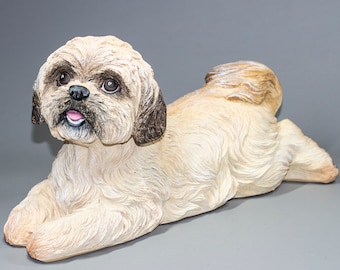 Shih Tzu Urn Dog Ashes *Pet Memorial Burial Decor *Cremation Statue Custom Paint *Animal Funeral Casket Keepsake *Sculpture Remembrance Gift