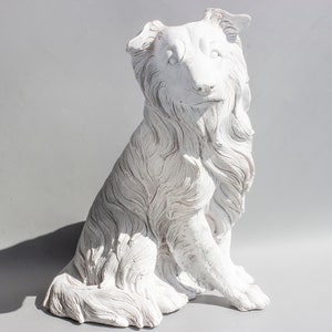 Dog Statue Unpainted *Border Collie Memorial Ready to Paint *Garden Sculpture Pet Loss *Grave Funeral Keepsake Decor *Figurine Yard Outdoor