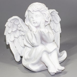 Sitting Angel Garden Statue *Memorial Sculpture Cherub *Romantic Gifts for Her *Religious Home Decor *Grave Funeral Keepsake Figurine Girl