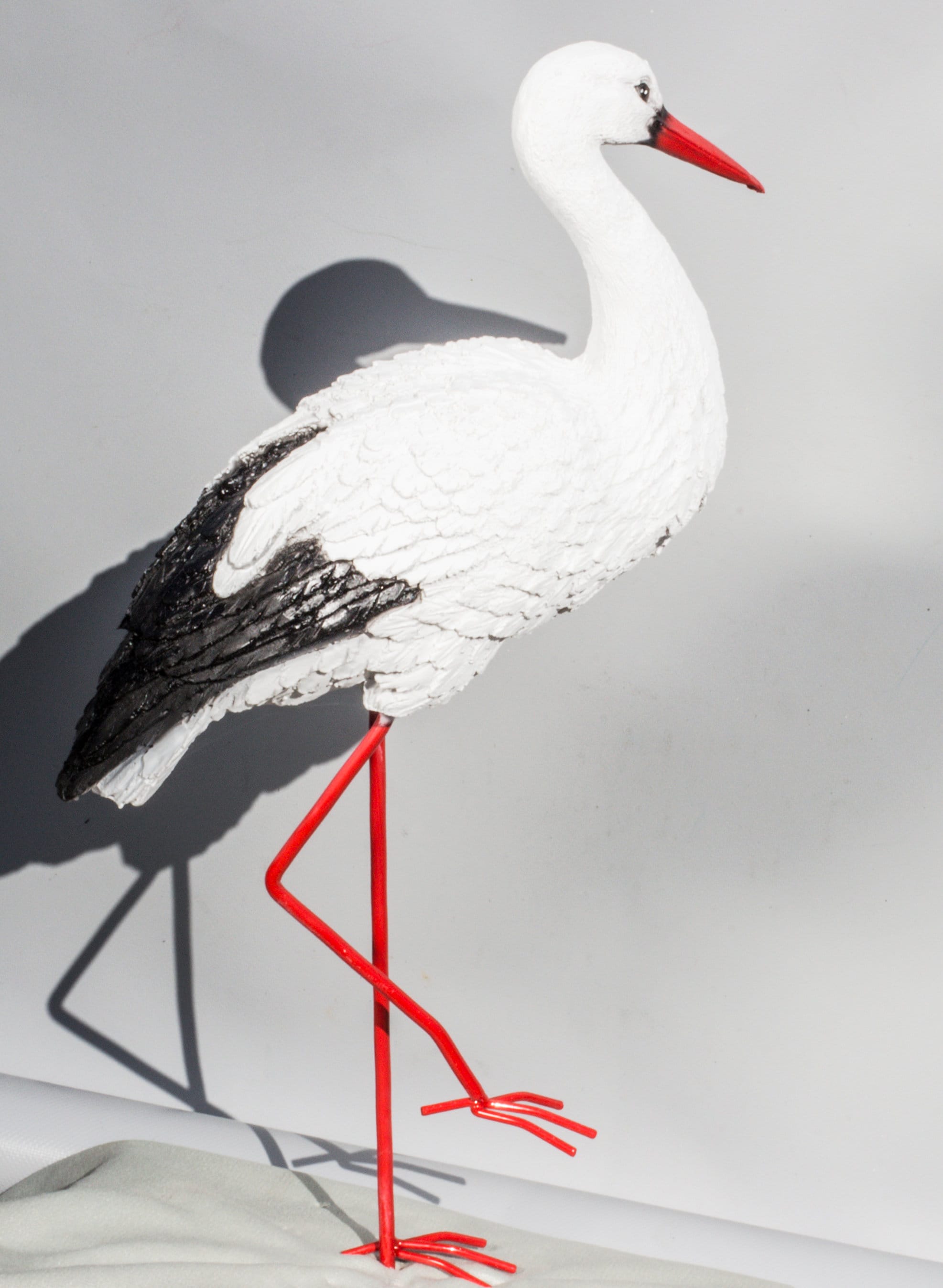 Large Stork Garden Ornament Metal White Bird Sculpture Lawn Patio
