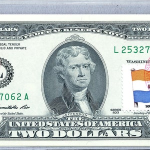 US 2 Dollar Note *Südafrika Flagge *Papiergeld *Federal Reserve Note *Zwei Dollar Briefmarken *Banknote Gem Unc *Business Lucky Decor