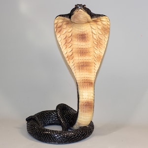 King Cobra Snake Sculpture *Wildlife Animal Statue Reptile *Zodiac Feng Shui Keepsake Decor *Serpent Asp Garden Large Flowerbed Figurine