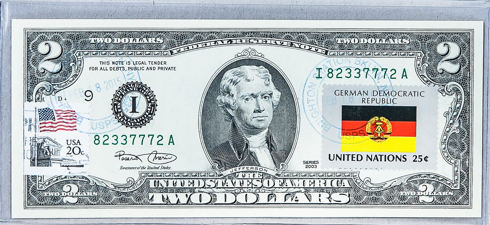 2 2003 Radar Serial Number Federal Reserve Currency Bank Note Bill PCGS NEW58 E - Foto 4