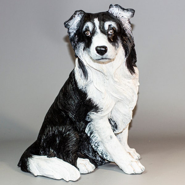 Border Collie Cremation Urn *Unique Dog Memorial Custom Paint *Animal Grave Decor *Funeral Tribute Sculpture *Statue Pet Ashes Sympathy Gift