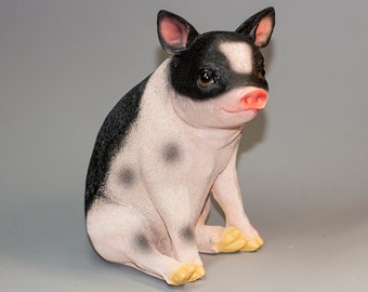 Spotted Pig Urn *Unique Memorial Casket *Cremation Statue Pet Ashes *Keepsake Hog Sculpture *Animal Funeral Figurine *Remembrance Gift Swine