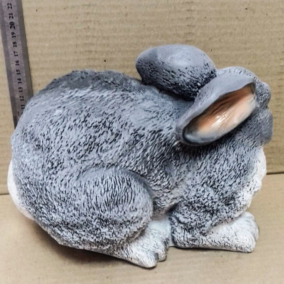 Rabbit Garden Statue bunny Sculpture Outdoor figurine Gray Etsy