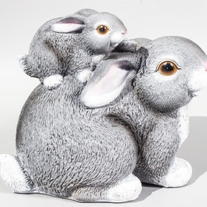 Easter Rabbit Statue *Bunny Sculpture *Mother Baby Animals Figurine *Garden Decorations Hare *Family Pet Ornament *Wildlife Keepsake Outdoor
