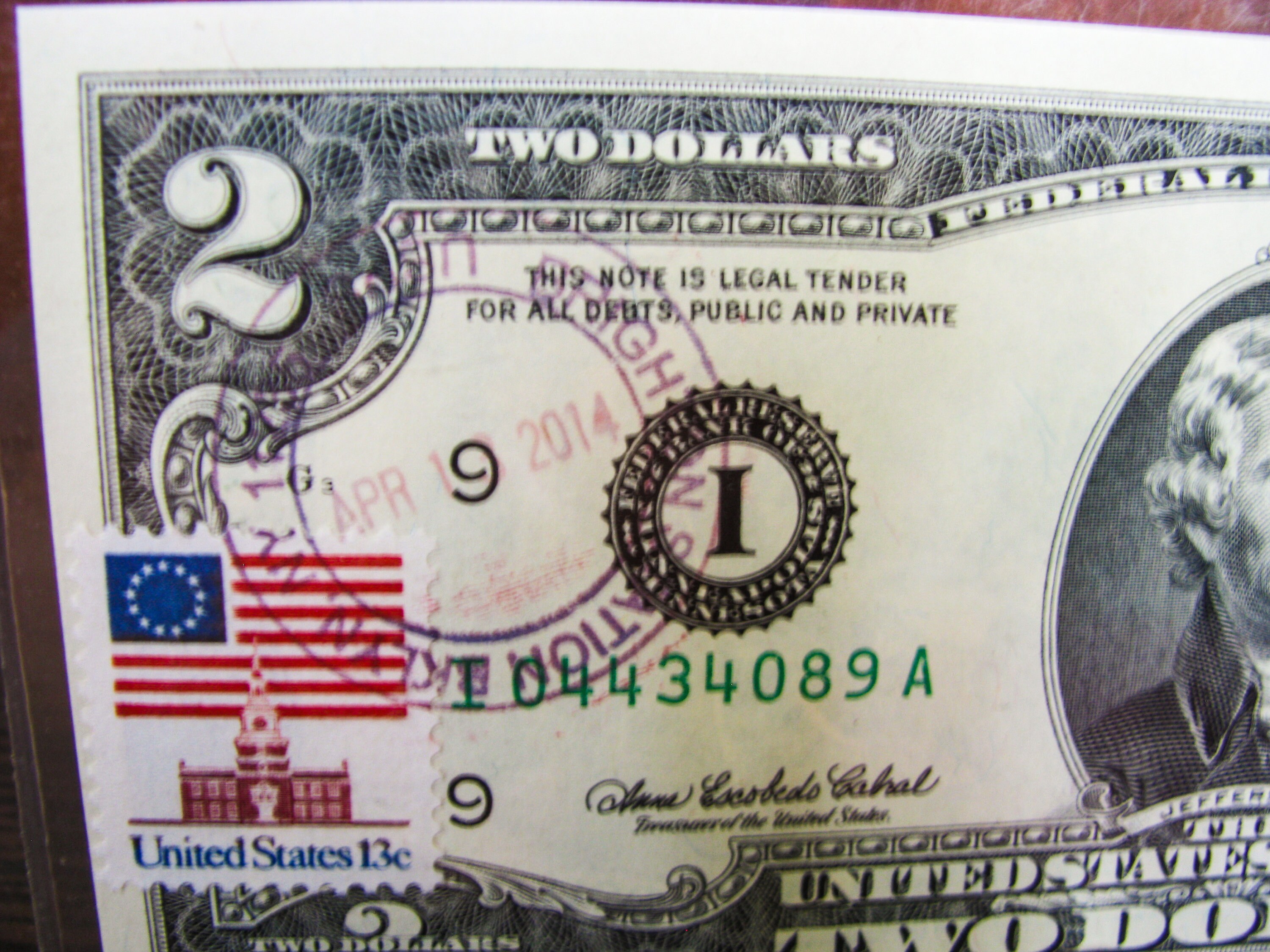 Two Dollar Stamps US 2 Dollar Bill Paper Money Currency Unc Etsy