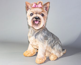 Yorkie Urn Pet Ashes *Cremation Statue Yorkshire Terrier Custom Paint *Dog Memorial Keepsake Funeral Tribute *Unusual Burial Casket Animal
