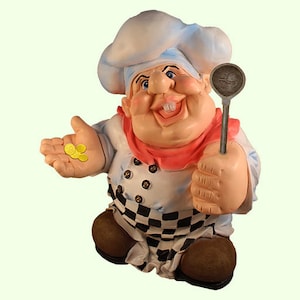 Chef Statue *Restaurant Cafe Business Decor *Figurine Cook Spoon *Food Advertising Signs *Decorative Baker Sculpture *Unique Kitchener Gifts