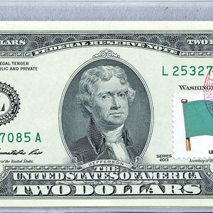 Banknoten * 2 Dollar-Schein * Papiergeld US *Federal Reserve *Zwei Dollar Briefmarken *Geldschein Sammlerstück *Gewerbegeschenke *Libyen Flagge