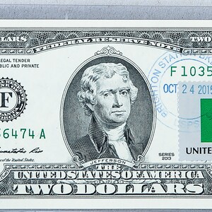 2 Dollar Note *Federal Reserve Note *Zwei Dollar USA *Business Dekor *Papiergeld Währung *Landesflagge Mauretanien *Banknote USPS Post Briefmarke