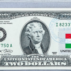 Zwei Dollar Briefmarken * US 2 Dollar Schein * Papiergeld Währung * Banknote Gem UNC * US Reserve Note * Sammler Geschenke * Ungarn Country Flagge