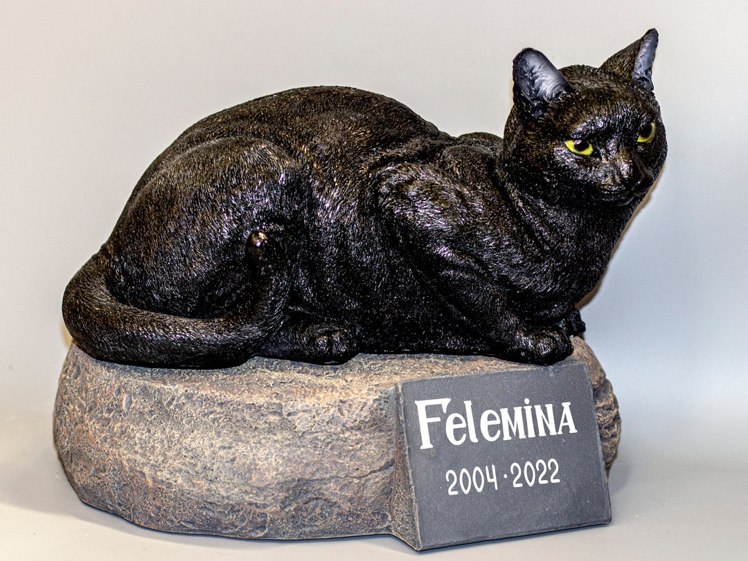 Black Cat Urn *cremation Statue Pet Ashes *garden Memorial Stone ...