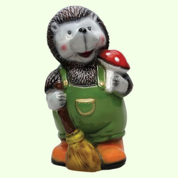 Hedgehog Sculpture *Garden Statue Animal *Large Lawn Figurine *Funny Broom *Yard Janitor Gift *Outdoor Decoration *Fairy Forest Ornament