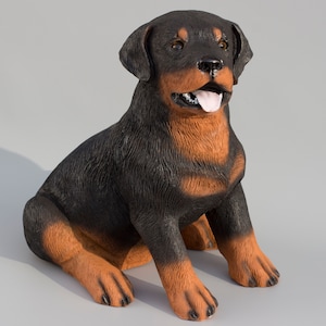 Rottweiler Statue Memorial *Garden Sculpture Large *Outdoor Grave Decor *Dog Lover Gifts *Sitting Pet Realistic *Keepsake Figurines Animal