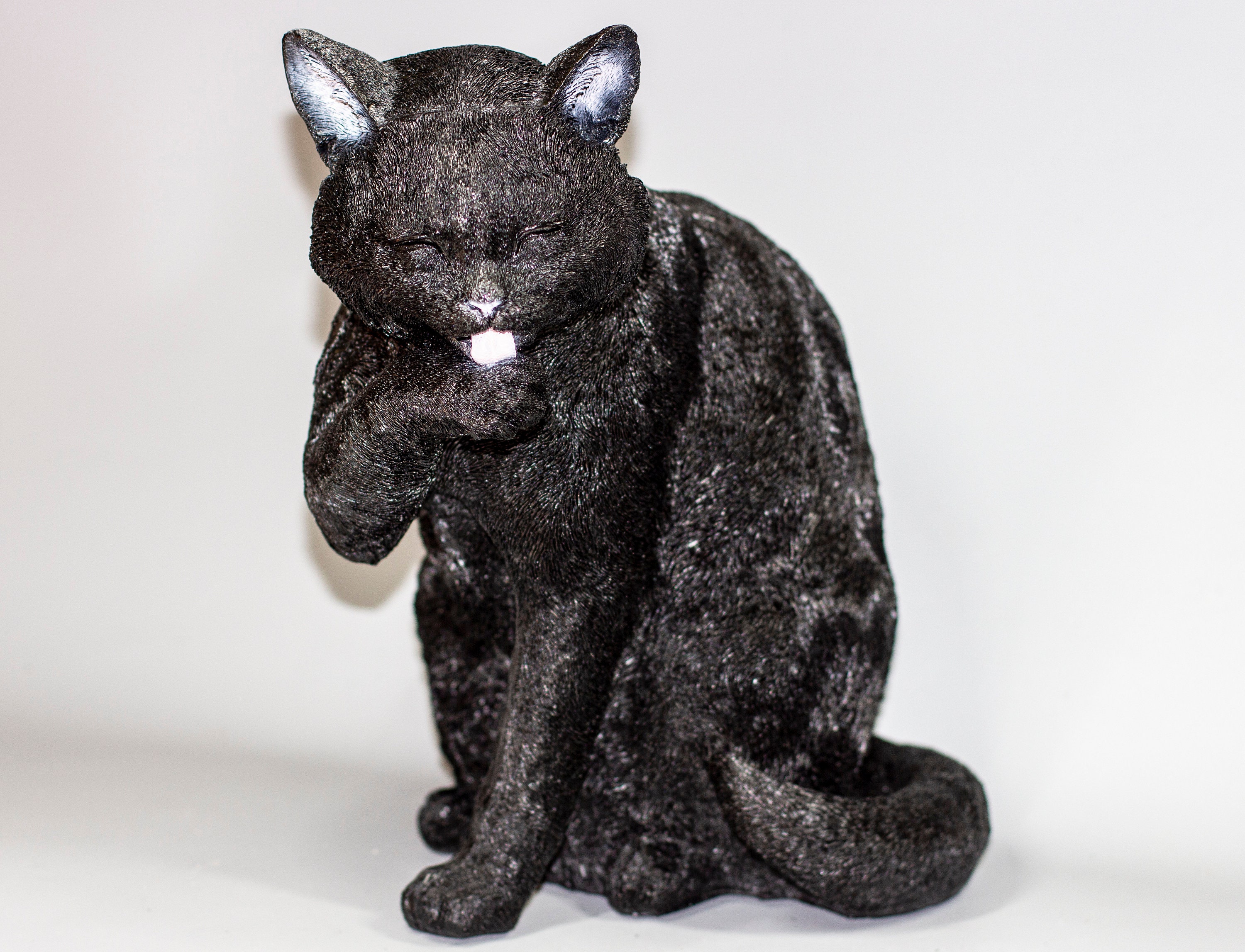 Black Sitting Cat Statue *memorial Pet Sculpture *grave Tribute