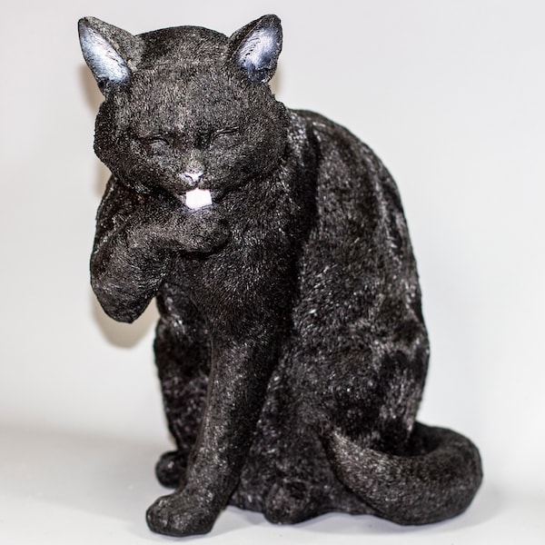 Unique Pet Urn *Sitting Black Cat Memorial Figurine *Crermation Statue Ashes *Animal Loss Funeral Grave Decor *Keepsake Tribute Sculpture