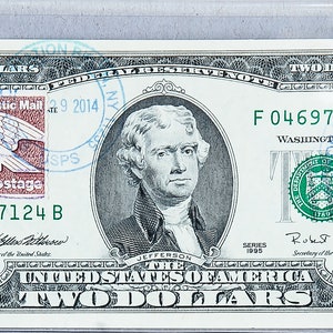 Zwei Dollar Stempel * Papiergeld Währung * 2 Dollar Schein US * Banknote Gem UNC * US Reserve Note * Sammlerstück Glücksgeschenk * Business Dekor Biene