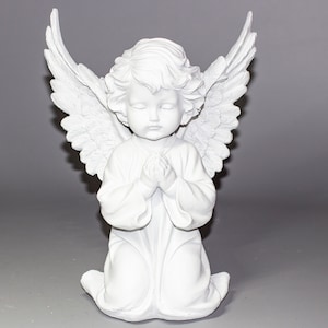 Praying Angel Statue *Keepsake Memorial Sculpture *Religious Grave Decor *Cemetery Cherub Kneeling Outdoor *Christian Figurine Sympathy Gift