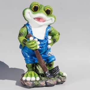 Frog Outdoor Flowerbed Decor *Garden Sculpture Wildlife Animal *Toad Lawn Figurine *Decorative Rake *Large Back Yard Statue *Feng Shui Gifts