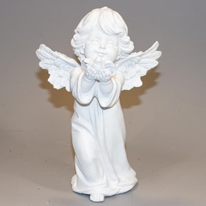 Angel Dove Figurine *Romantic Wedding Gifts *Spiritual Keepsake Sculpture Cherub *Religious Interior Home Decor *Outdoor Garden Statue Child