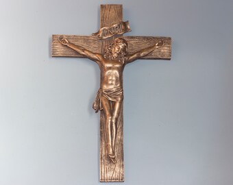 Jesus Kreuz Statue * Inri Kruzifix * Christliche religiöse Geschenke zu Ostern * Gebetsraum Hängende Wanddekoration * Kreuzigung Ikone * Heiliger Vater Skulptur