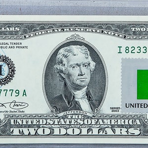 Zwei Dollarschein *US 2 Dollar Briefmarken *Papiergeld Währung *Federal Reserve Note *Banknote Gem UNC *Sammlergeschenke Him *Zaire Country Flagge
