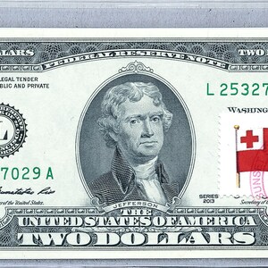 2 US Dollar Schein *Notizpapier Währung *Federal Reserve Note *Zwei Dollar Briefmarken *Tongaische Flagge *Geldschein Gemme Unc *Business Dekor *Geschenk für Männer