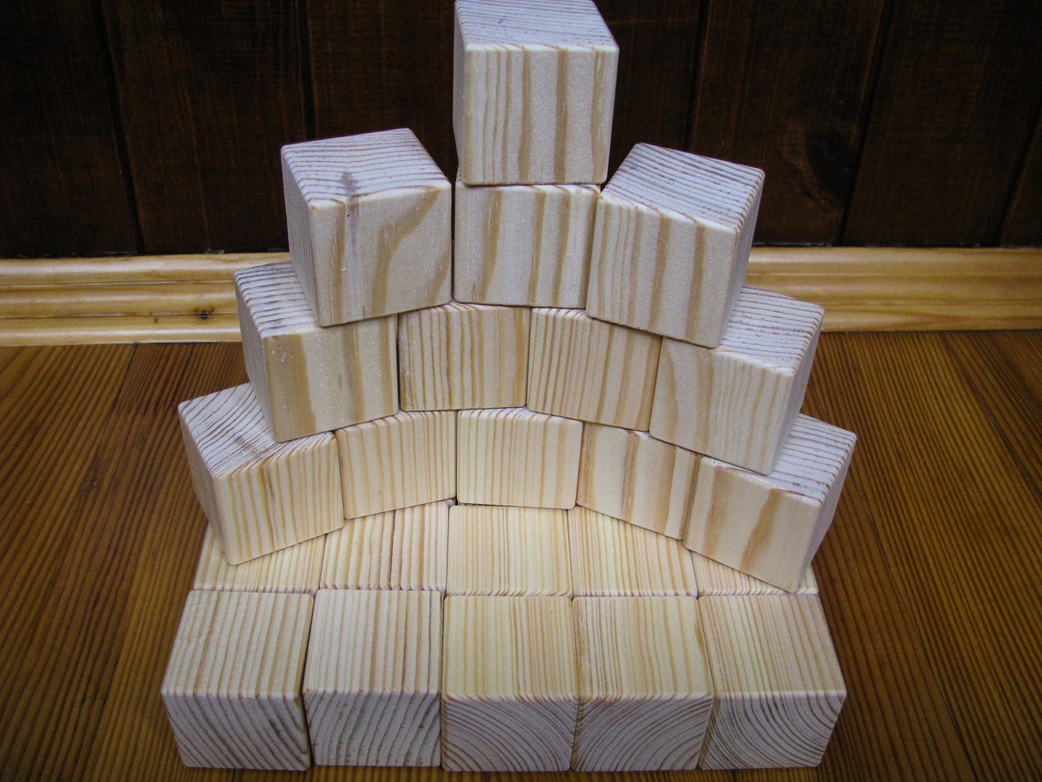 Wooden Blocks Unfinished wood Building Cube natural Pine Eco Etsy
