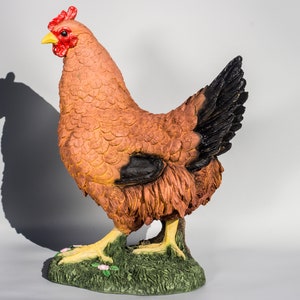 Escultura conmemorativa de pollo * Estatua grande de gallina para patio trasero * Decoración de granja avícola * Figura de jardín al aire libre * Pájaro campestre de cocina realista