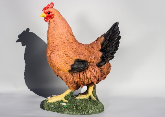 Chicken Sculpture hen Statue Large poultry and Farm Decor outdoor Garden  Figure realistic Bird kitchen Yard Statuary country Ornament 